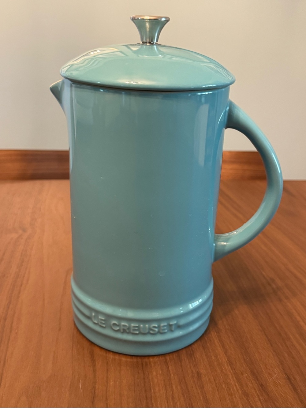 Le Creuset Stoneware French Press, Caribbean Turquoise, EUC